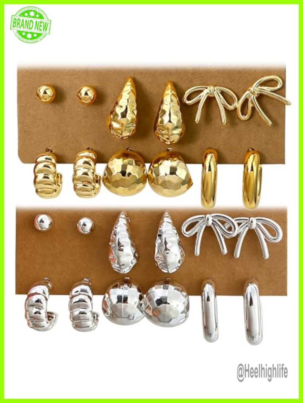 14K Gold Plated Stud Earrings Set 12 Pairs for Women Mixed Styles